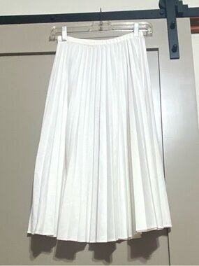Vintage 1970s Queen’s-Way to Fashion White Pleated Midi Skirt - Size 8